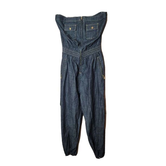 Baby Phat NWT Strapless Women's Denim Romper Jumpsuit Size 9 Streewear Y2K t75 - Picture 1 of 9